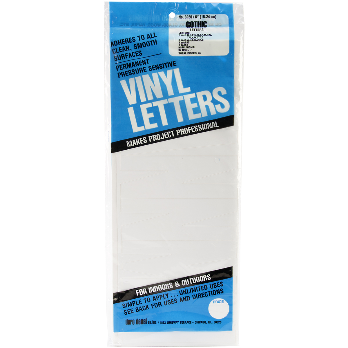 Permanent Adhesive Vinyl Letters 6" 94/PkgWhite eBay