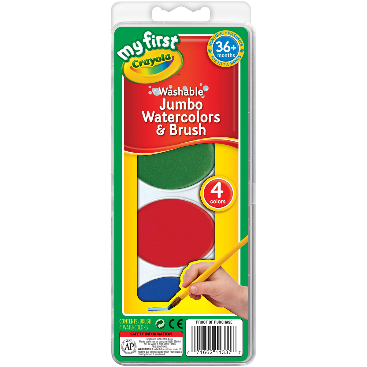 Download My First Crayola Washable Jumbo Watercolors & Brush Set-Red, Yellow, Green & Blu | eBay