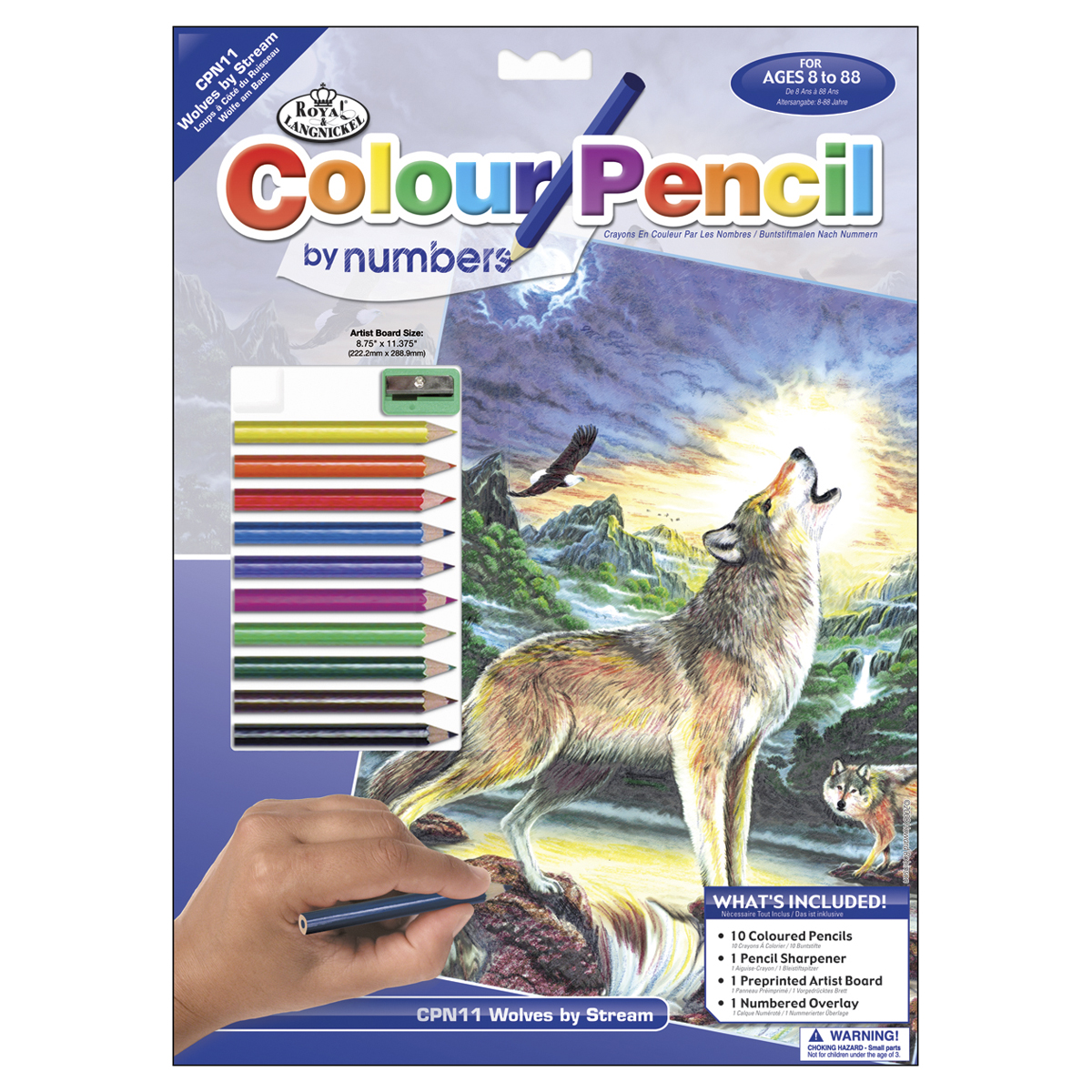 Color Pencil By Number Kit 8.75"X11.75"Wolf At Night eBay