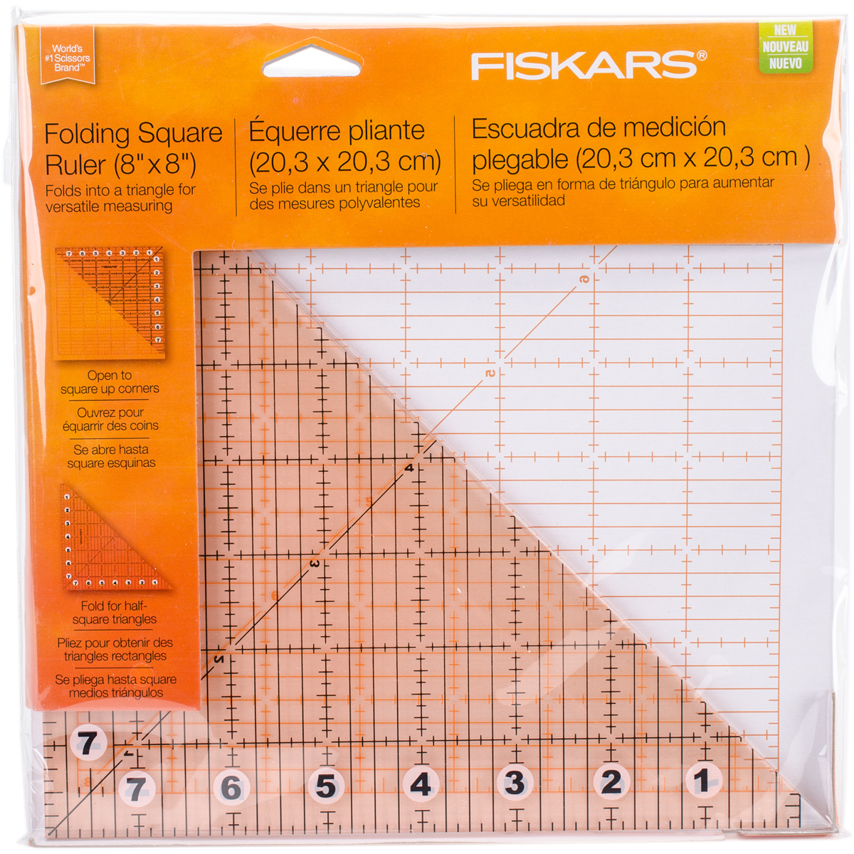 Fiskars Acrylic Folding Square Ruler 8 x 8 Inches