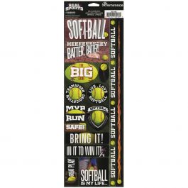Real Sports Die Cut Cardstock Stickers 4.25"X13" Softball Combo - RS-CSTK-165