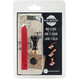 Manuscript Short Handle Design Sealing Set W/Red Wax R - MSH735R