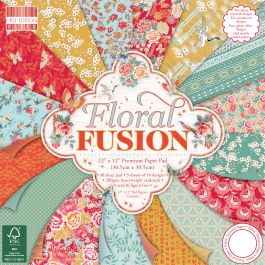 First Edition Premium Paper Pad 12"X12" 48/Pkg Floral Fusion, 16 Designs/3 Each - FEPAD155