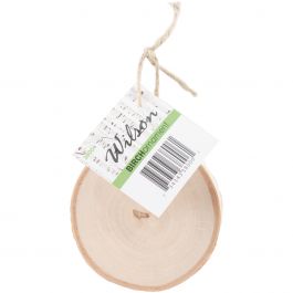 Natural White Birch Coaster Ornaments W/Twine 2.5" To 3" - 38006