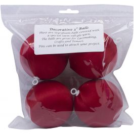 Handy Hands Decor Satin Covered Styrofoam Balls 3" 4/Pkg Christmas Red - SBN3-CR