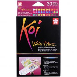 Koi Watercolor Pocket Field Sketch Box 30 Colors Assorted Colors - XNCW30N