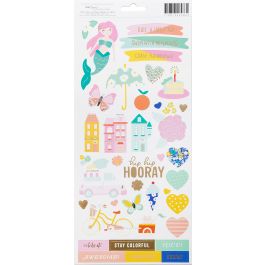 Dear Lizzy Stay Colorful Cardstock Stickers 6"X12" 2/Pkg Accents & Phrases W/Matte Gold Accents - 346486