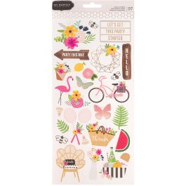 Patio Party Cardstock Stickers 6"X12" 2/Pkg Icons & Phrase W/Gold Foil - 733781