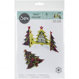 Sizzix Thinlits Dies By Jen Long 6/Pkg Christmas Tree Fold A Long Card - 660665
