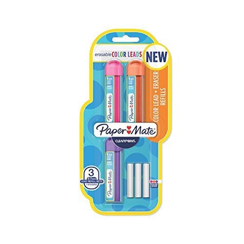 Paper Mate Clearpoint Color Lead and Eraser Mechanical Pencil Refills,  0.7mm, Assorted Colors, 6 Count