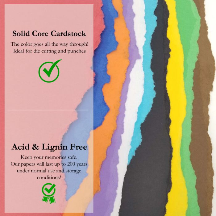  Cardstock 8.5 x 11 Paper Pack - Assorted Colored Scrapbook Paper  65lb - Double Sided Card Stock for Crafts, Embossing, Cardmaking - 50  Sheets, Solid Core, Rainbow : Arts, Crafts & Sewing
