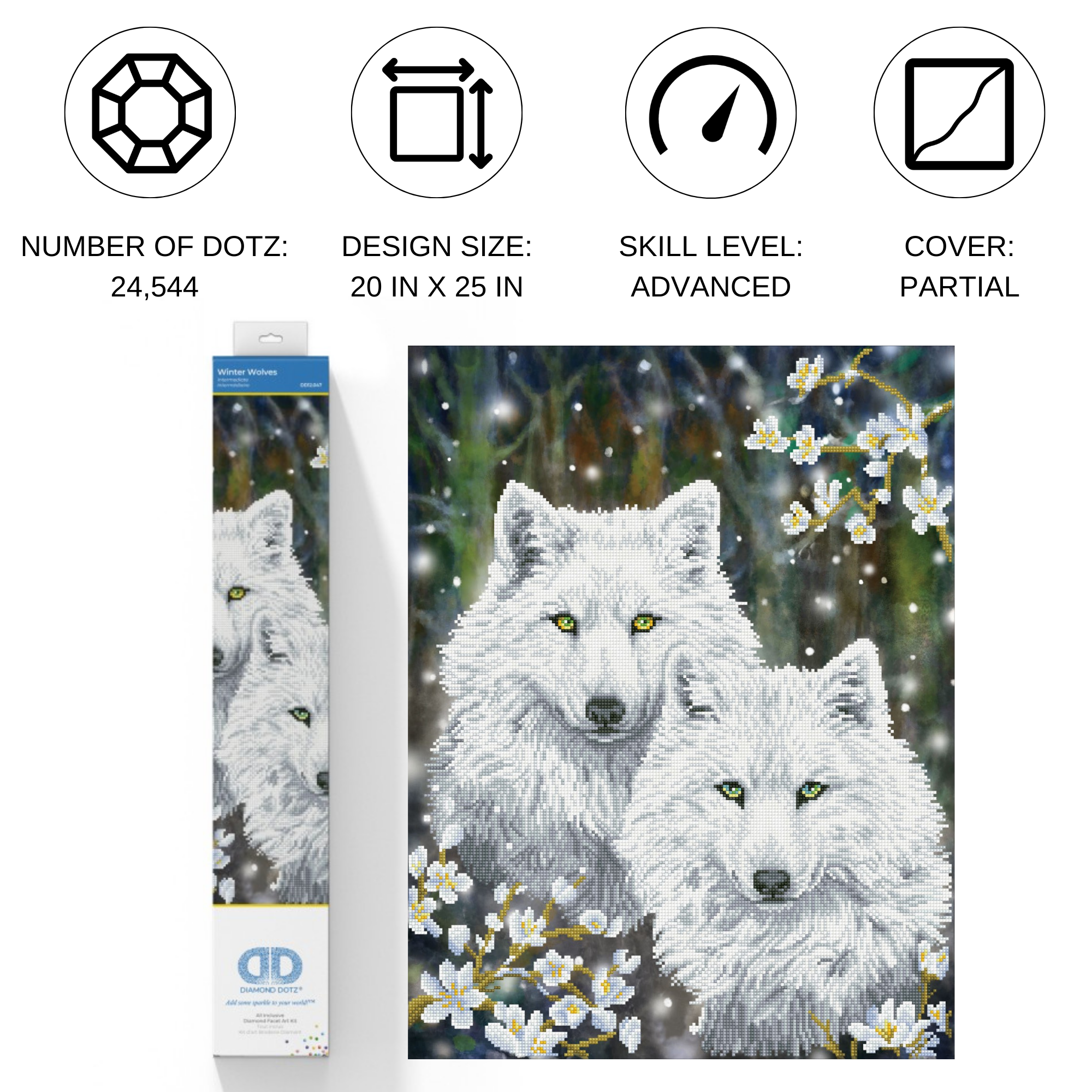 Diamond Dotz Winter Wolves Diamond Painting Kit - Picture 2 of 7