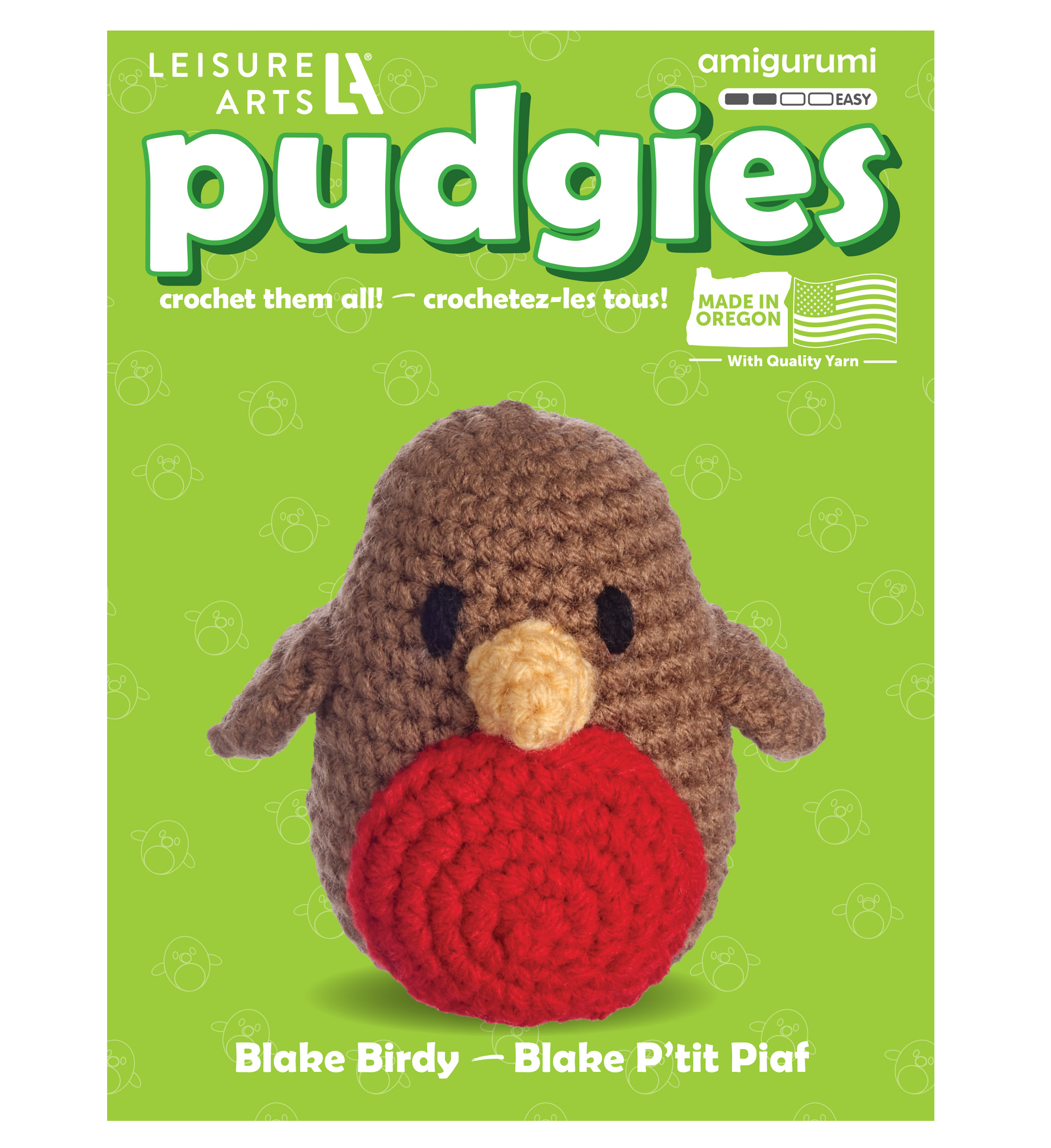 Leisure Arts - Crochet Kit, Pudgies Blake The Birdy Usa, 3", Crochet Kit For